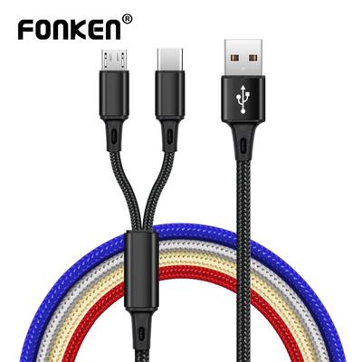 FONKEN Кабели Micro USB 2 в 1, USB-кабель типа C, отдельная шнуровая линия для телефона Android Samsung