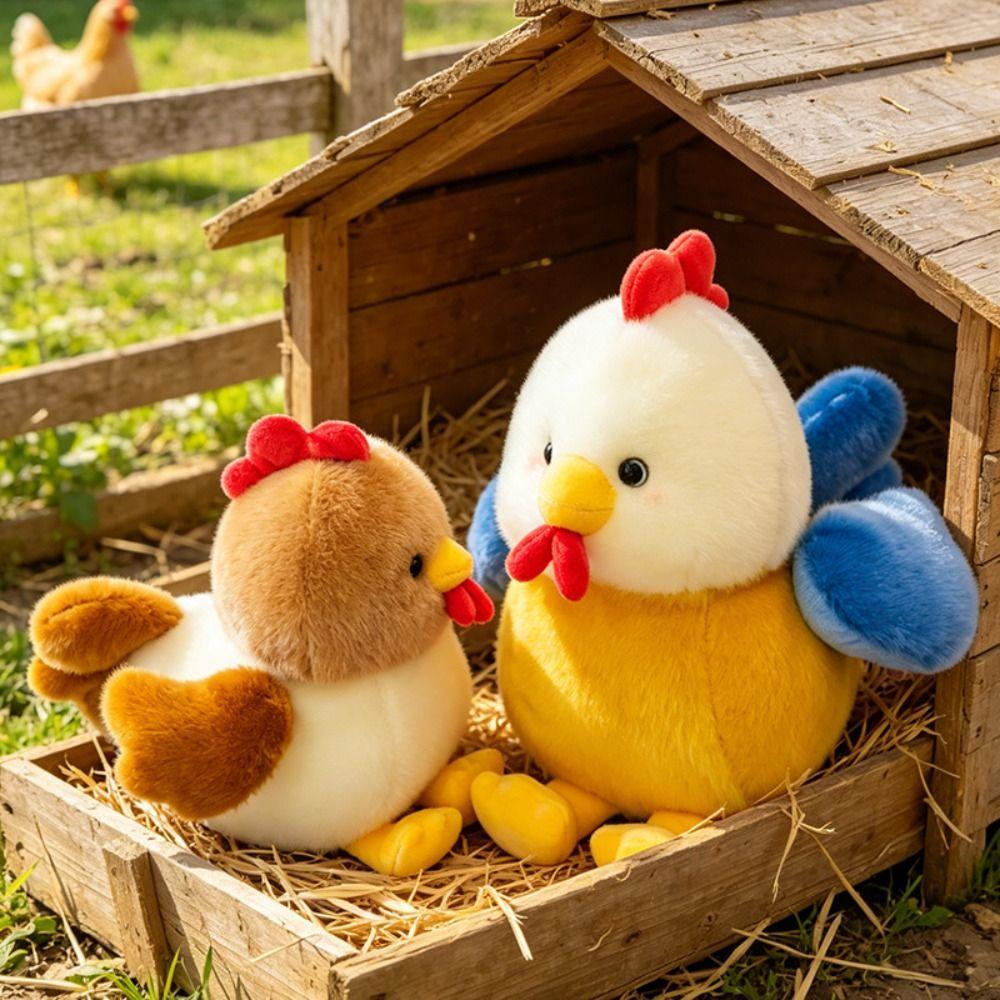 PP Cotton Filled Chicken Plush Doll Realistic Looking Rooster Hen Plush Toy Home Decor