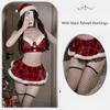 Erotic Sexy Lingerie Women Lace Red Plaid Christmas Costume Santa Claus Sexy Uniform Outfits Cosplay