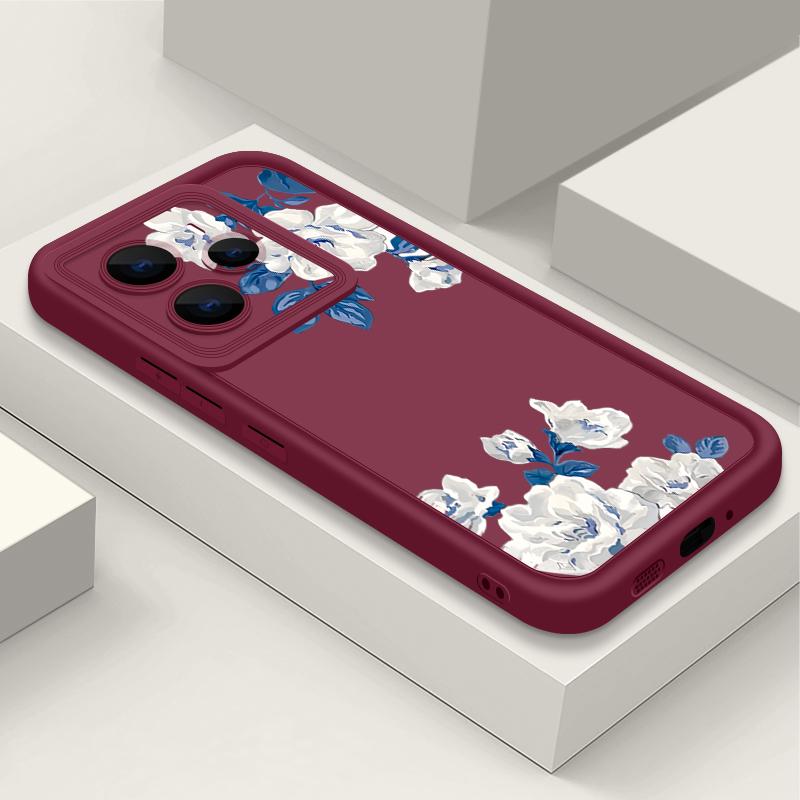White Gardenia Floral Pattern Case For Xiaomi 14T 13T 11T Pro Funda Redmi Note 14 13 Pro 5G 4G 12 11 Shockproof Bumper Silicone Cover