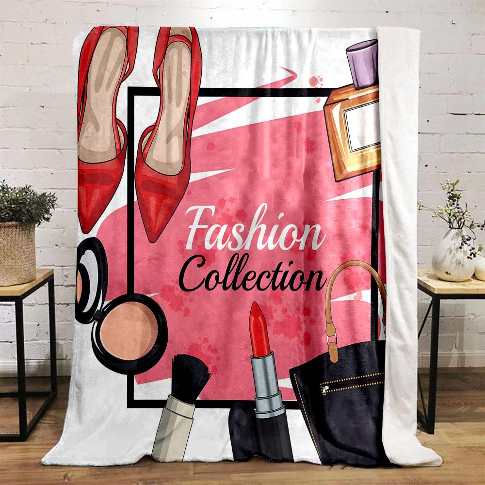 Fashion Collection Illustration Design Patterned flannel blanket perfect for the bedroom living room, sofa, or a little nap