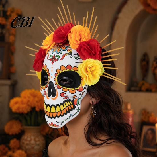 Skull Mask Mardi Gras Mask, Venetian Party Sugar Undead Bride Masquerade Masks for Halloween Cosplay Mexican Day Of The Dead