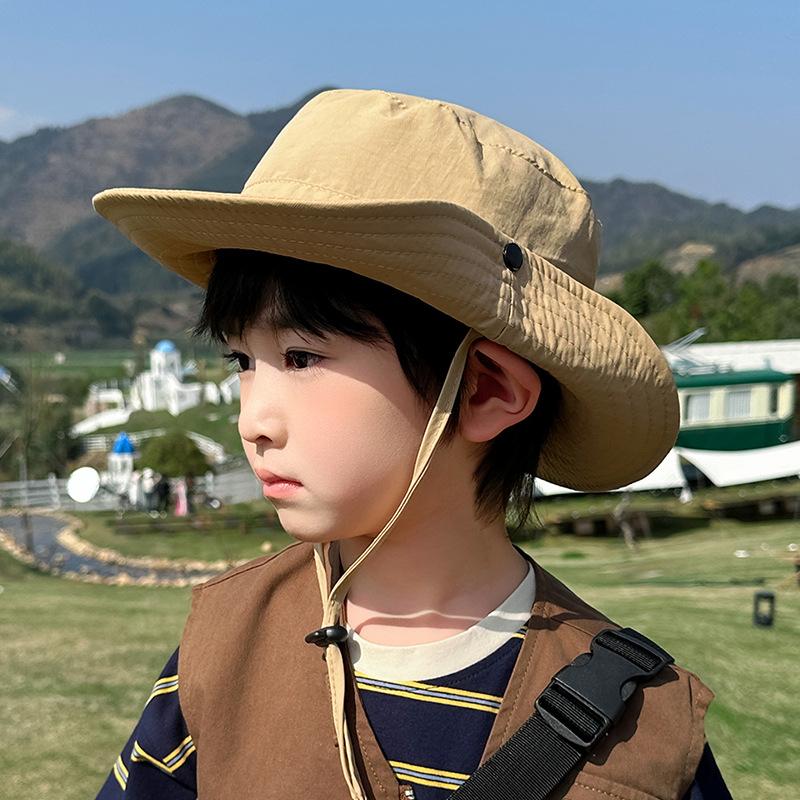 Children's hats summer boys and girls outdoor sunscreen hats quick-drying waterproof breathable sun hat large brim bucket hat