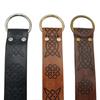 Medieval Embossed Leather Belt O Ring Buckle Waistband Knight Belts Viking Vegvisir Pants Bands