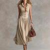Весна 2026 новый французский темперамент элегантный Муза Фан узкий узкий узкий воротник длинное без рукавов платье женская одежда