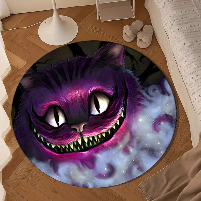 wonderland Smile Cat Round Rug for Livingroom,Bedroom, Palyroom, Chair Rug, Area rug, Circle Carpet, Large Size Fan Christmas gift