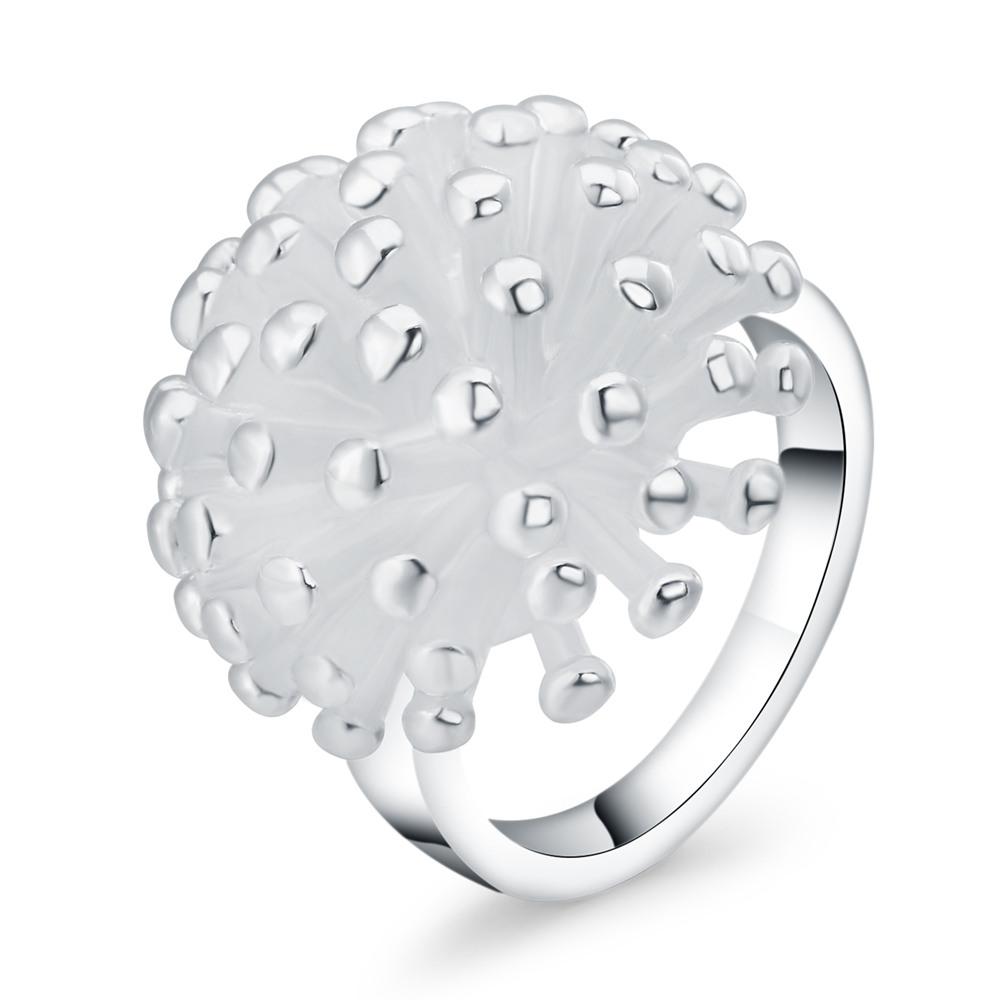 925 Sterling Silver Fireworks Coral Ring Fashionable Wedding Jewelry