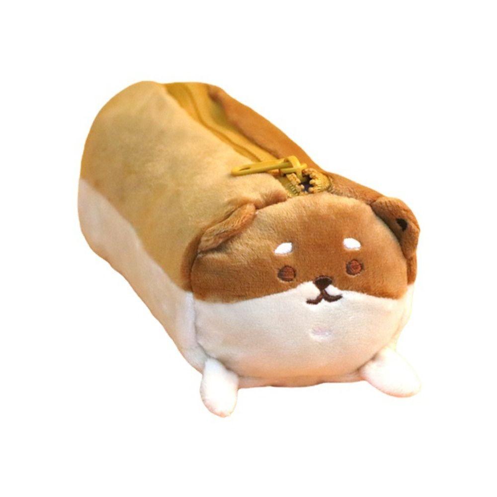 Fluffy Large Capacity Pen Case Kawaii Stationery Box Poatable Corgi Modeling Pencil Pouch  Supplies