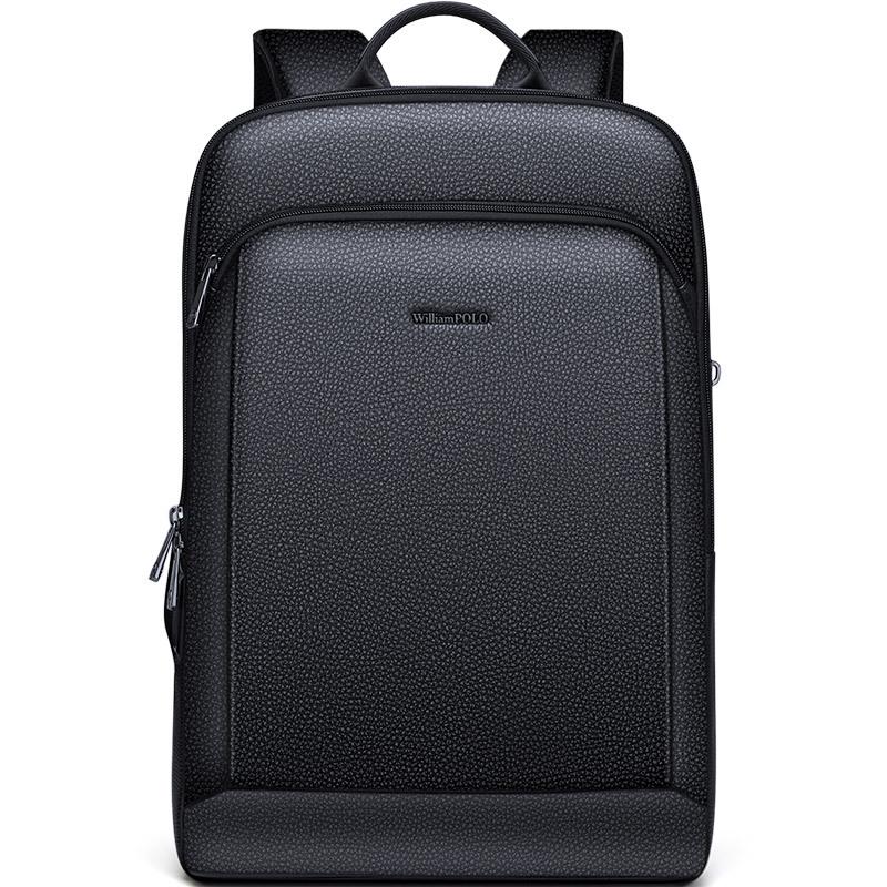 King Paul Men's Genuine Leather Large Capacity Business Travel Backpack