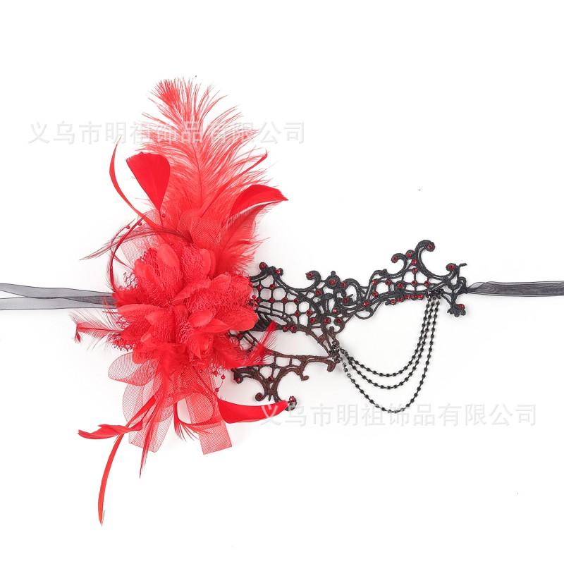 Halloween Lace Feather Gradient Half Face Mask Sexy Costume Party Accessory