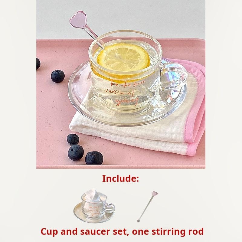 200ML High borosilicate glass espresso cup with stirrer, insulated double wall party preparation, 200ml coffee cup handle set