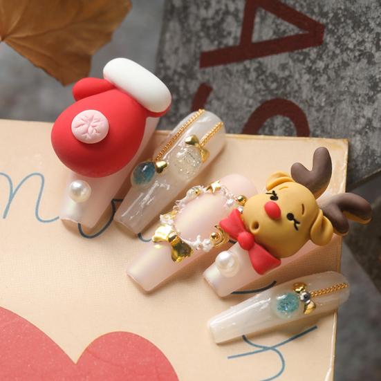 5шт/набор украшения для ногтей Рождество 3D эффект мини-рождественские украшения для ногтей новогодние аксессуары