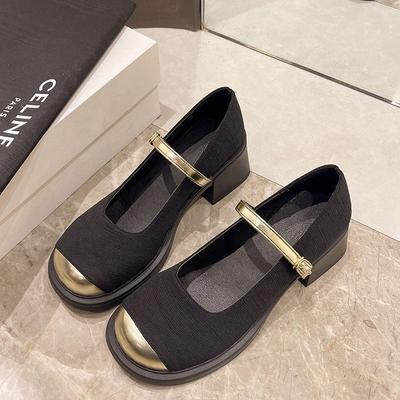 Туфли Мэри Джейн на высоком каблуке с маленькой темпераментной пряжкой, французские туфли-лодочки на толстом каблуке, женские новые модели лета и осени 2025 года