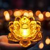 Diwali LED Lotus Candle Lamp Battery Operated Electronic Flameless Candles Buddhist Tabletop Night Light for Temple Desktop Centerpiece