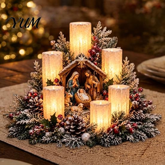 Festival Event Ornaments Christmas Lighted Centerpiece, Atmospheric Ornament with Warm Glow, USB Festive Living Room Accents Powered Plastic