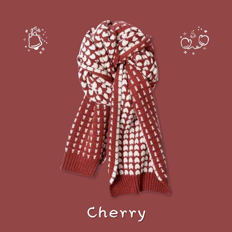 New Christmas Cherry Red Warm Scarf White Autumn and Winter with New Red Scarf Soft Waxy Quality Shawl