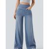 Womens Vintage Washed Striped Jeans High Waist Loose Wide Leg Trousers Streetwear