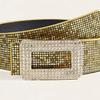 Punk Sequin Belt Rhinestone Square Buckle Y2K Girl Waistband PU Leather Wide Waistband  Outdoor
