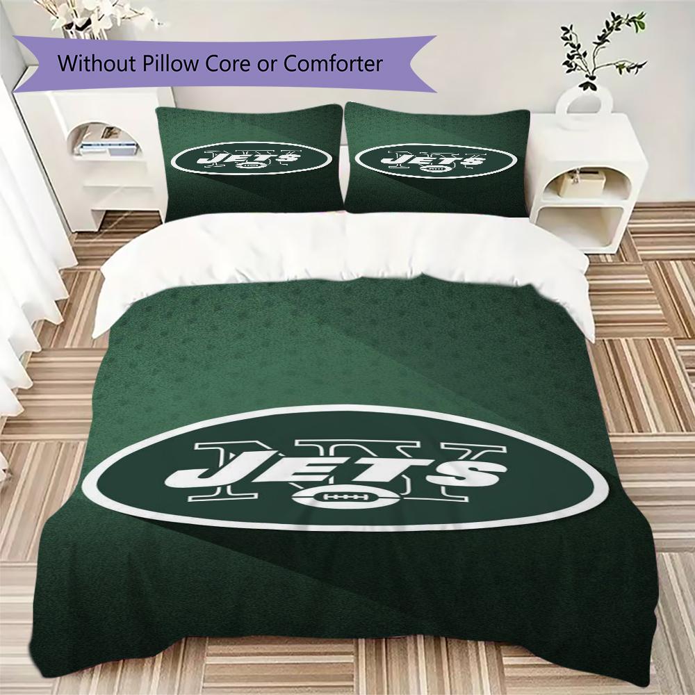 New York Jets Pattern Bedding uilt Set uilt Cover Pillowcase Home Decoration Birthday Gift (1*duvet cover + 2*pillowcase without core)