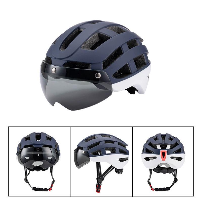 New Magnetic Goggles with Light Helmet General Road Bicycle Riding Helmet Integrated Molding