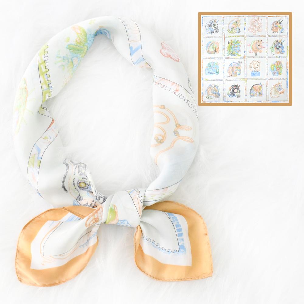 Women'S New Fashionable Atmosphere Simulation Silk Scarf Neck Protection Scarf Spring Summer Autumn Square Scarf