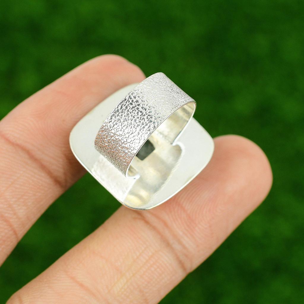 Хризопраз Камень Серебро 925 пробы Штабелируемое Юбилейное Кольцо Ювелирное изделие US 7