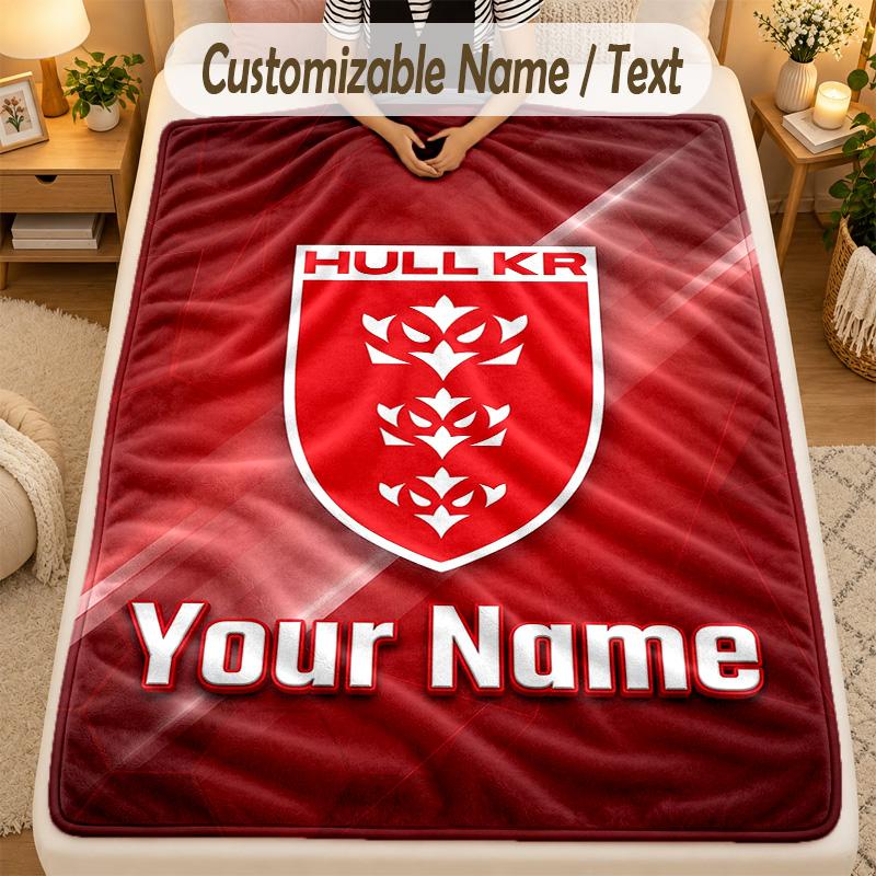 Flannel BlanketHull KR Custom Name Text Personalized Soft Warm Throw Blanket Home Decor Gift