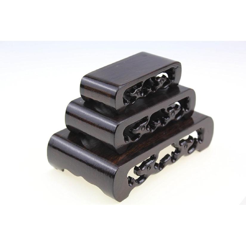 Oriental Furniture Chinese Rosewood Solid Mahagony Wood Display Stand Wooden Mini Base Stands Pedestal Rectangle Rectangular Shape with Carved 3