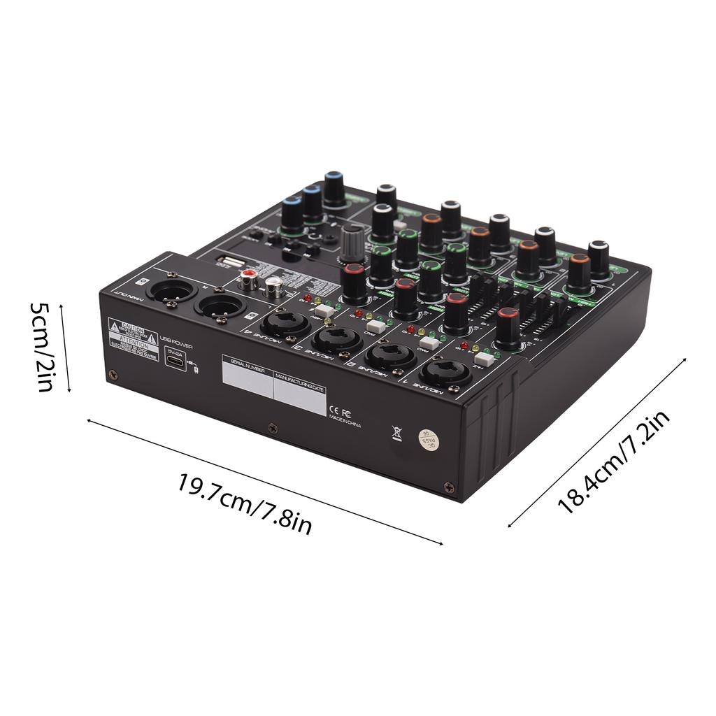 Аудиомикшер 6-канальный микшерный пульт с 256 эффектами 48 В фантомное питание для домашней студии звукозаписи
