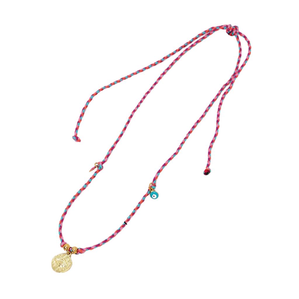 Стильное ожерелье из хлопковой веревки Художественное ожерелье-чокер из хлопковой веревки с подвеской в виде перца от сглаза для женщин