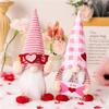 Valentine's Day Striped Hat Faceless Doll, Home Decoration Gift Holding Love Heart Knitted Doll