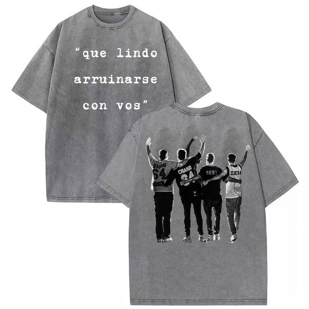 Rock Band Tan Bionica Chano Graphic T Shirt Men Women Harajuku Streetwear Tshirt Cotton Oversized Vintage Washed Tshirt