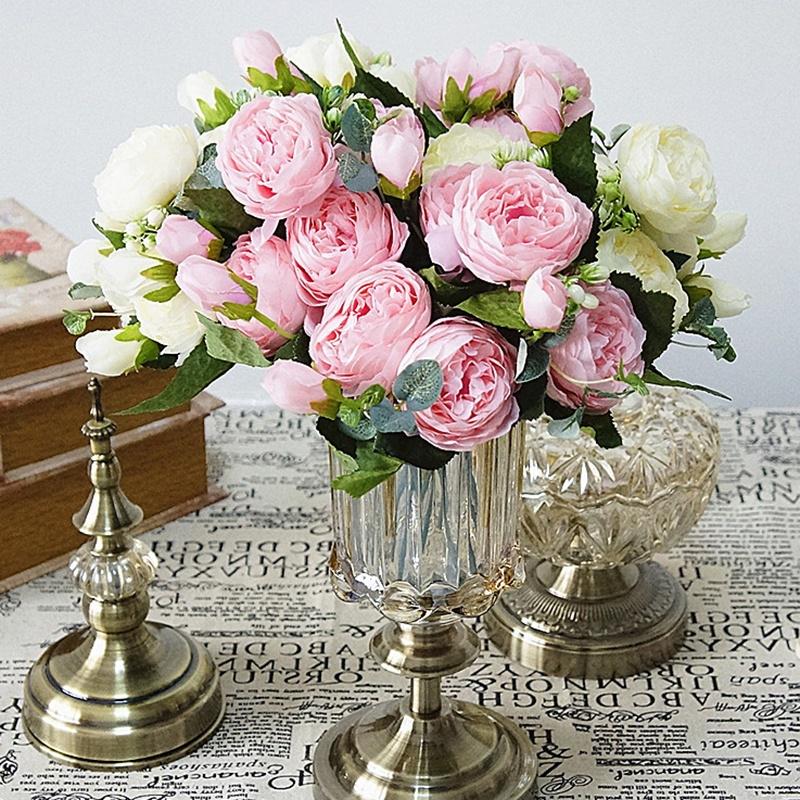 Букет цветов пиона из искусственного шелка с 5 головками для украшения дома для свадебной вечеринки