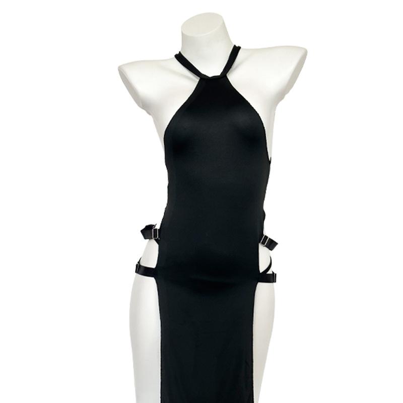 Sexy lingerie pure desire high split skirt cheongsam women's hot passion no-take uniform suit