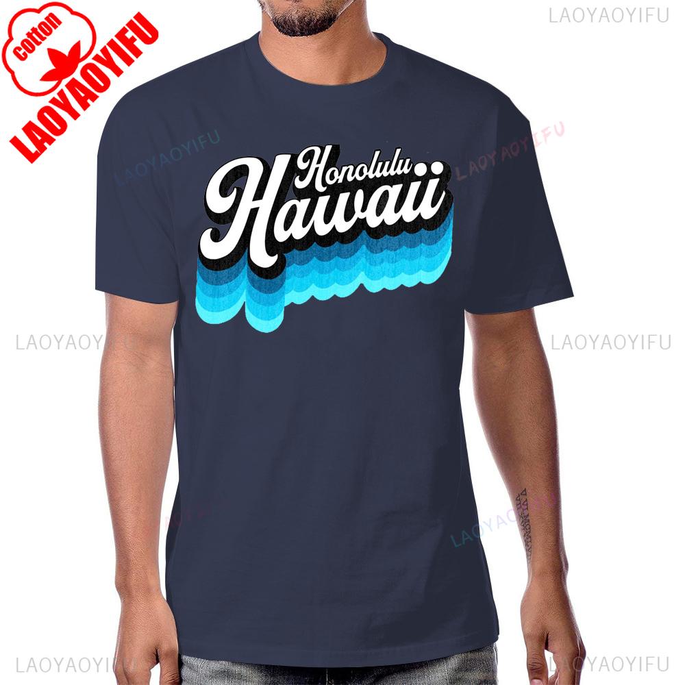 Летний Стиль Повседневная Хлопковая Футболка OAHU Honolulu HAWAII Уличная Одежда С Коротким Рукавом Мужская Футболка Harajuku Хип-Хоп Дышащая Комфортная Футболка