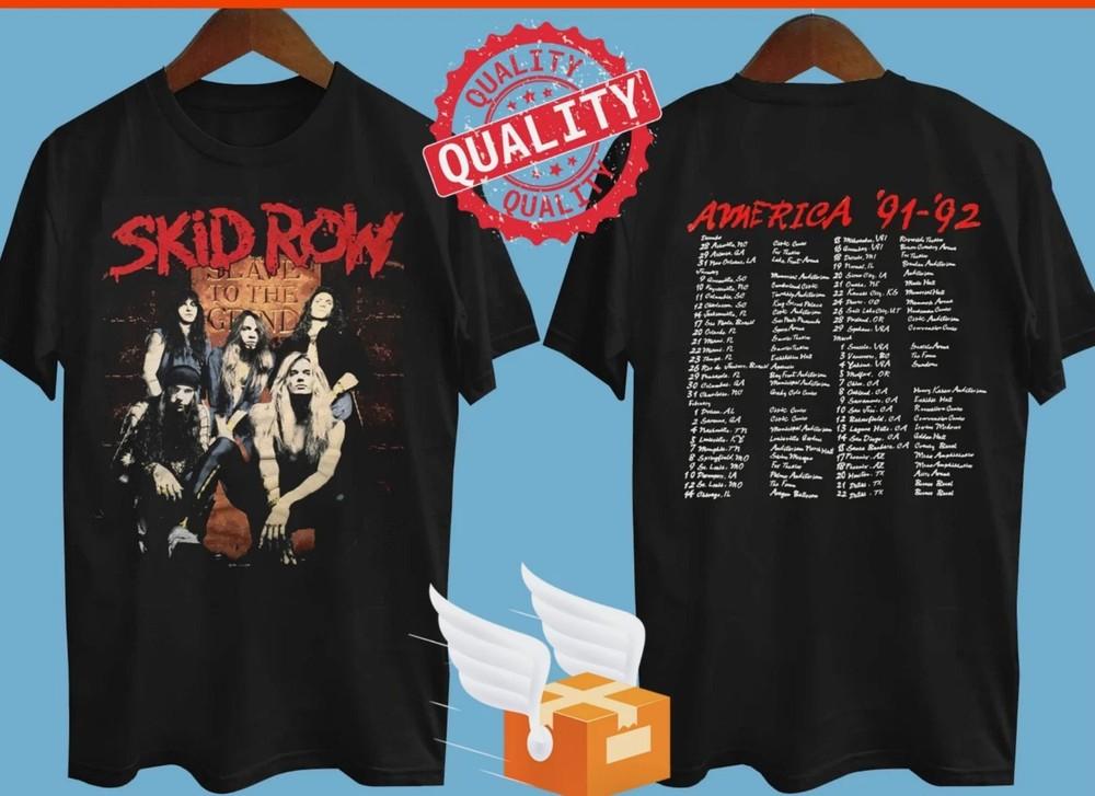 Skid Row 1992 Tour 2 Side Black TShirt All Size Unisex T-Shirt
