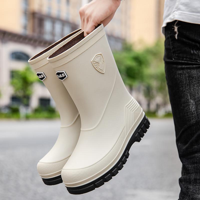 Fashion Men's Waterproof Shoes Rain Boots Medium Tube Korean Version Japanese Rubber Shoes Foot Cover Adult Foreign Trade Export