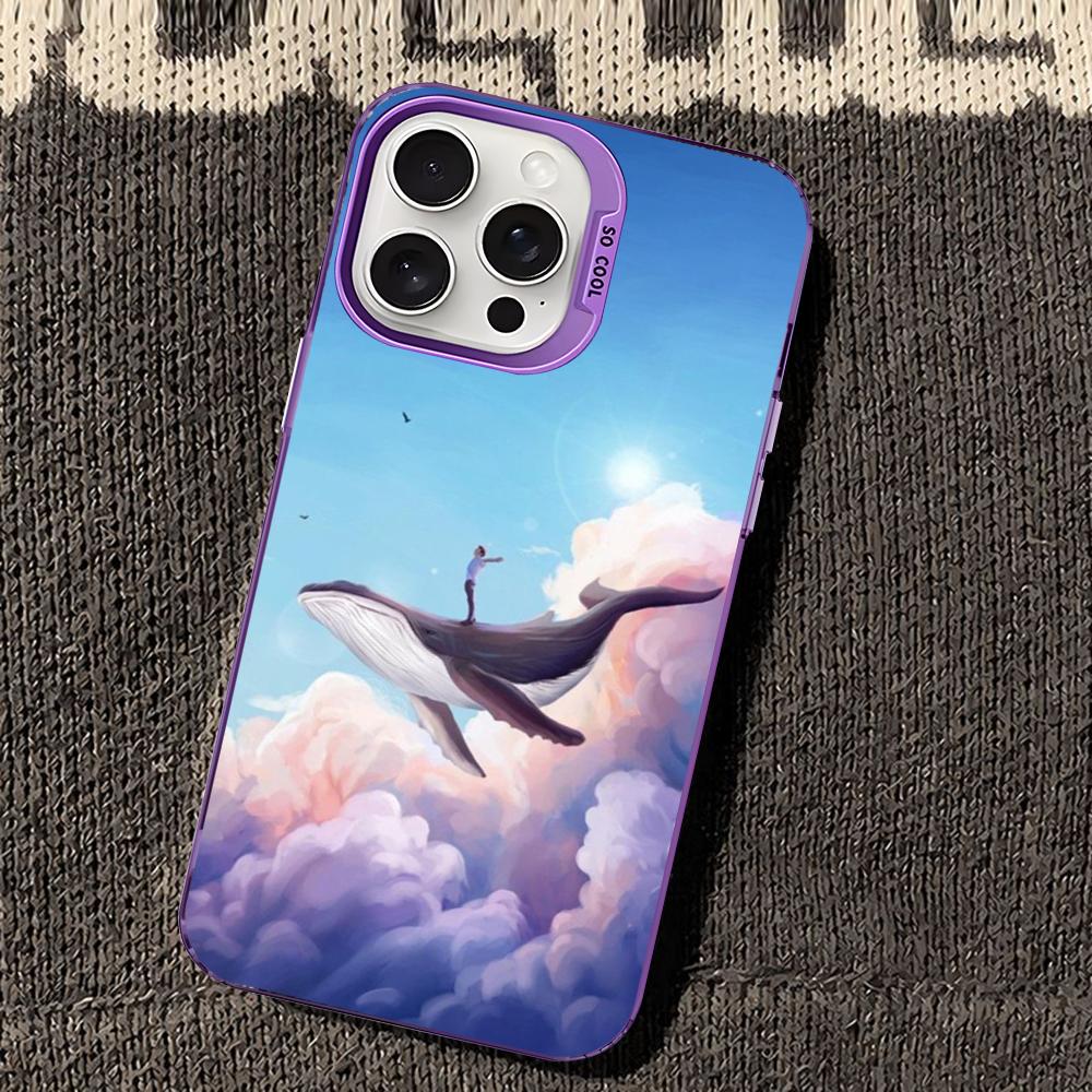 Милый чехол для телефона с дельфином и морскими животными для iPhone 16 15 14 13 12 11 Pro Max X XR XSMAX 8 7 Plus Матовый противоударный задний чехол