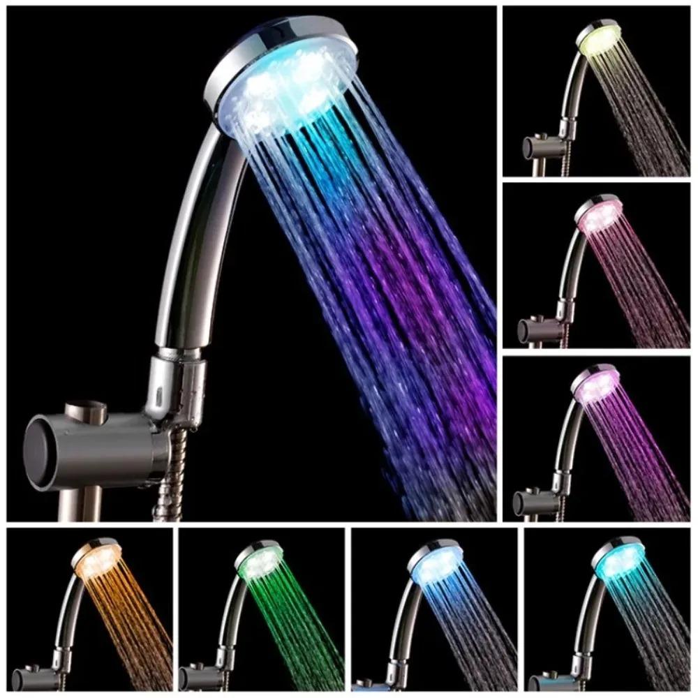 LED Shower Light Water Saving Shower Head Bathroom Accessorries LED 7 Colors Shower Head Automatically Color-Changing