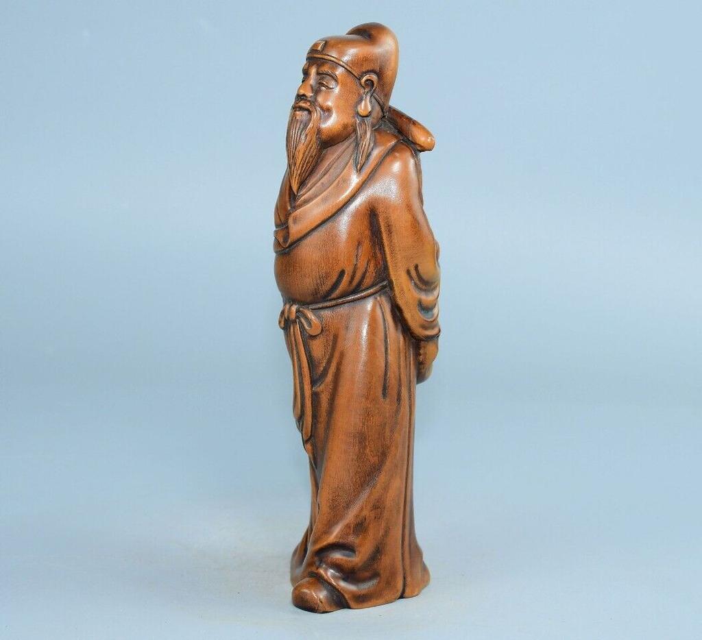 Chinese Antique Boxwood Carving Exquisite Li Bai Figure Statue Collection Decor
