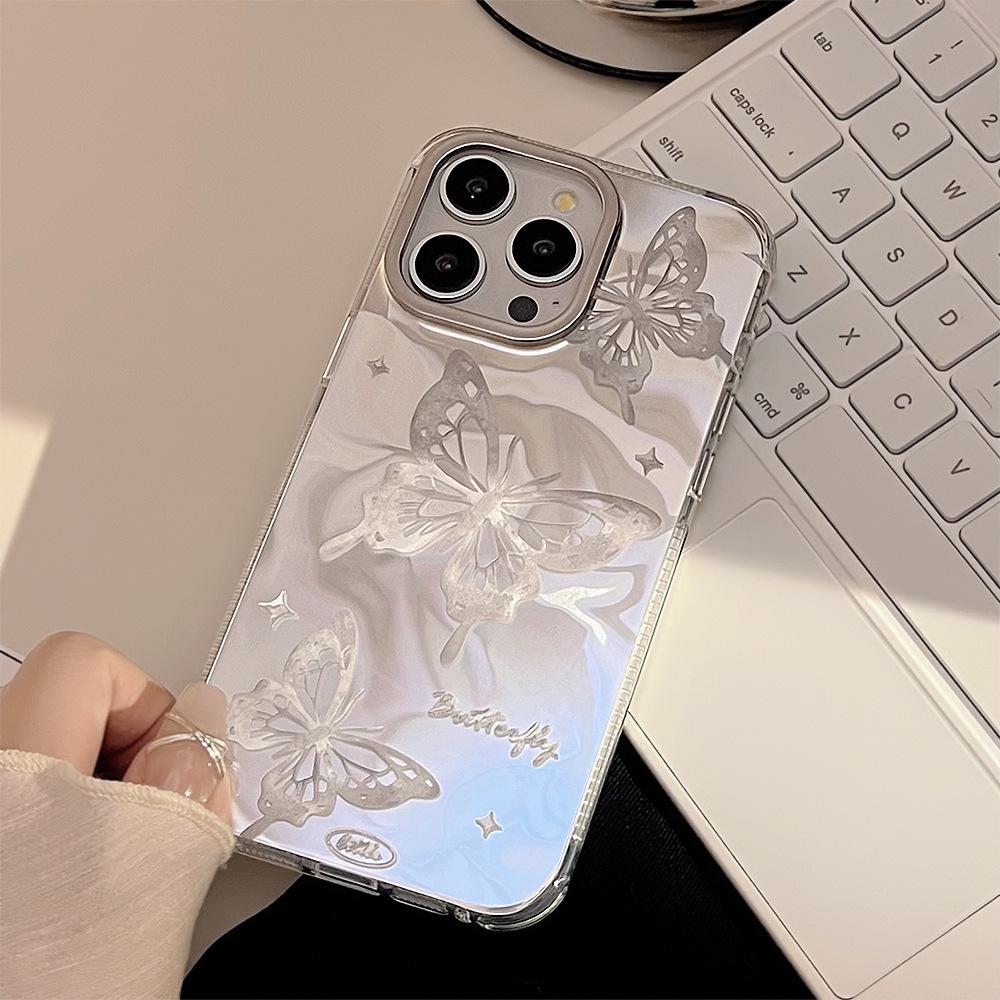 Серебристый чехол-бабочка для iPhone 15, iPhone 16, iPhone 16 Pro Max