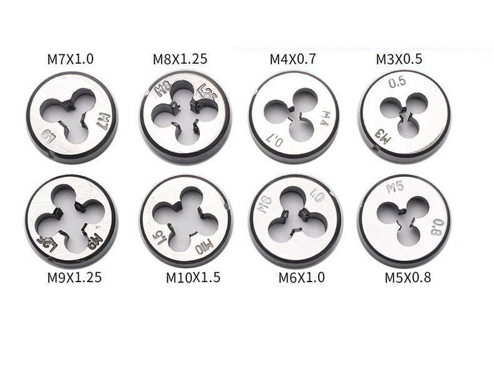 Набор ручных метчиков и плашек с метчиком для нарезания резьбы и ключом