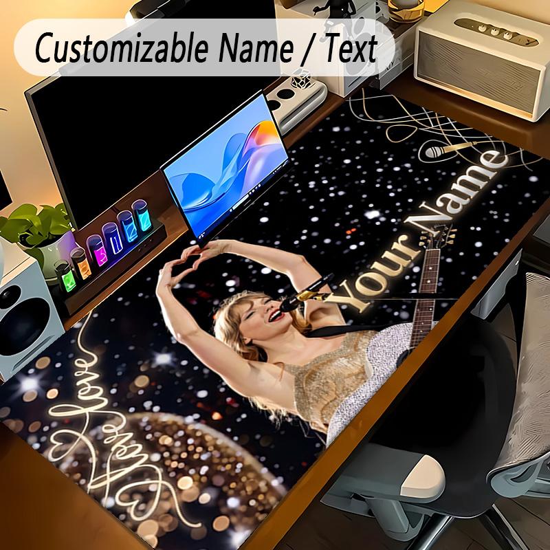Large Mouse PadTaylor Swift Custom Name Text Personalized Desk Mat Non Slip Gaming Pad