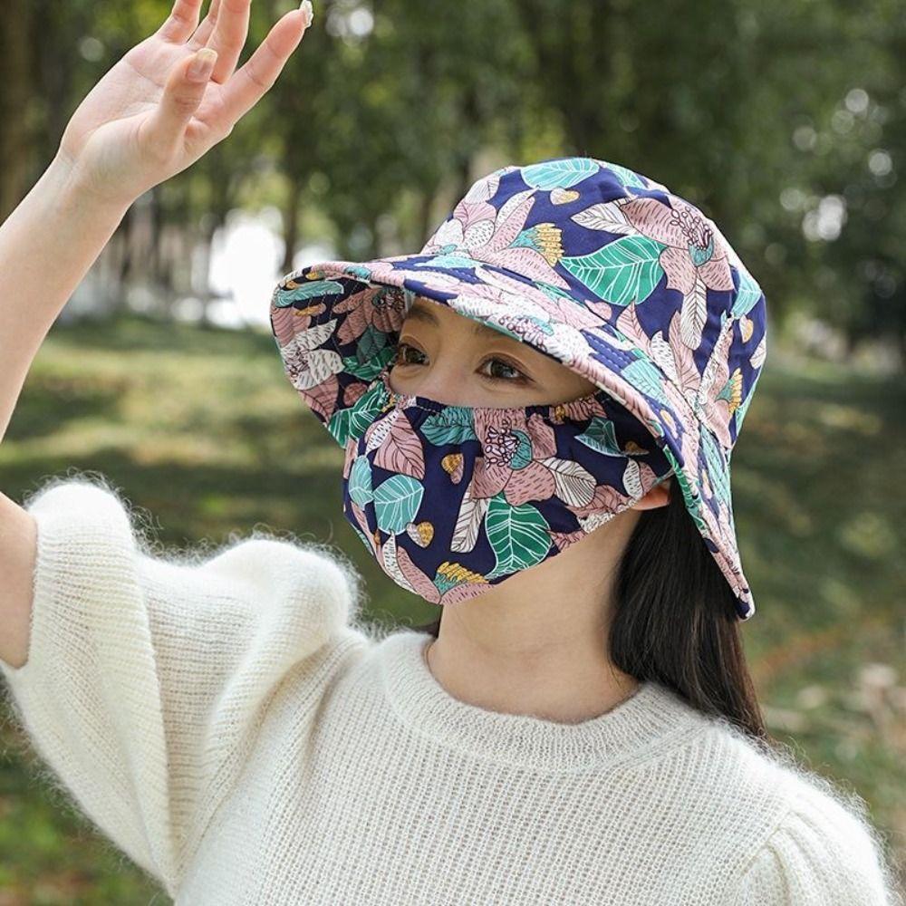 Face Mask Sunscreen Mask Cover Face Cap Bucket Hat Fashion Women Sun Hat Farm Work