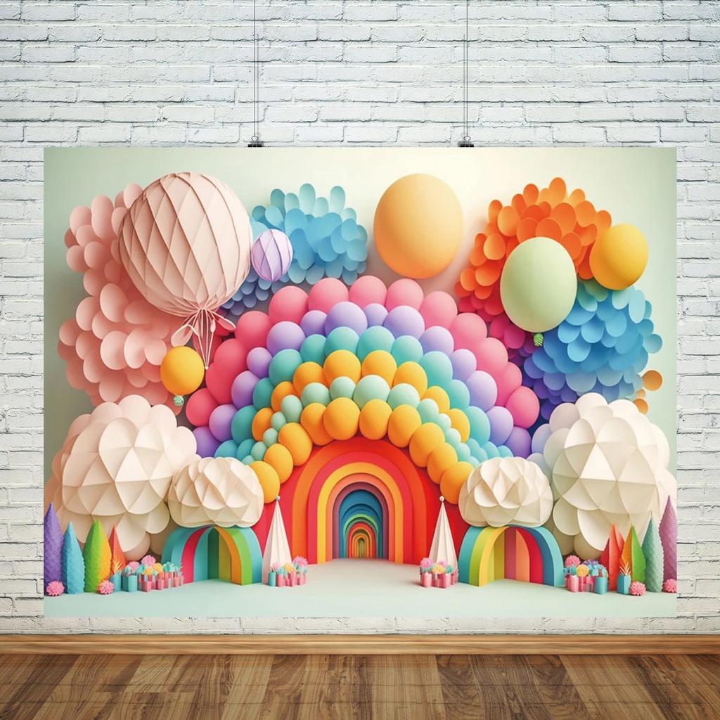 Teddy Bear Colorful Balloons 1st Birthday Backdrop Kids Gifts Baby Shower Oh Baby Background For Photography Photo Props Studio