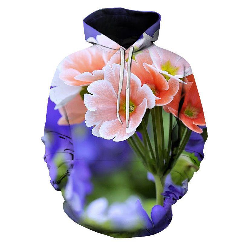 Stylish 3d Printed Wolf Flower Hoodie Unisex Long Sleeve Pullover For All Seasons