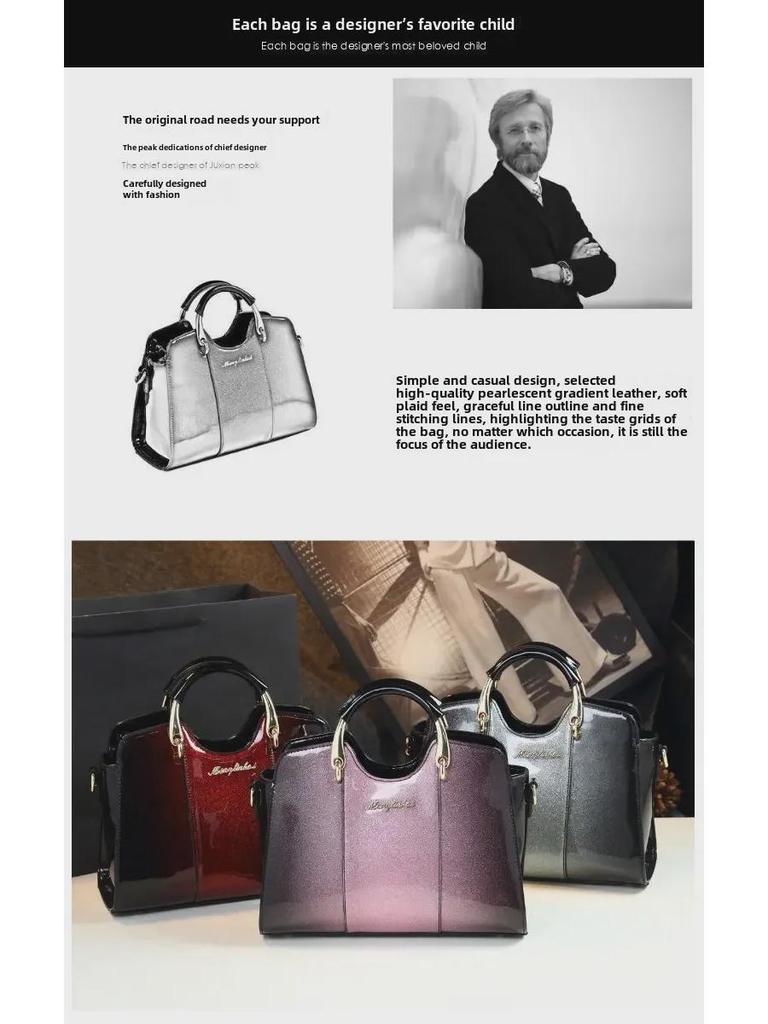 2024 Patent Leather Ladies' Shoulder Bag: Versatile, Bright, and Fashionable for Middle-Aged Women