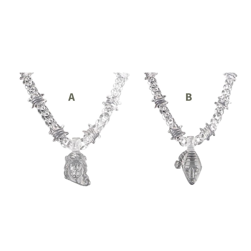 Unique Hiphop Pendant Necklace Unisex Religious Jewelry Adjustable Acrylic Chain Necklace Suitable for Men and Women