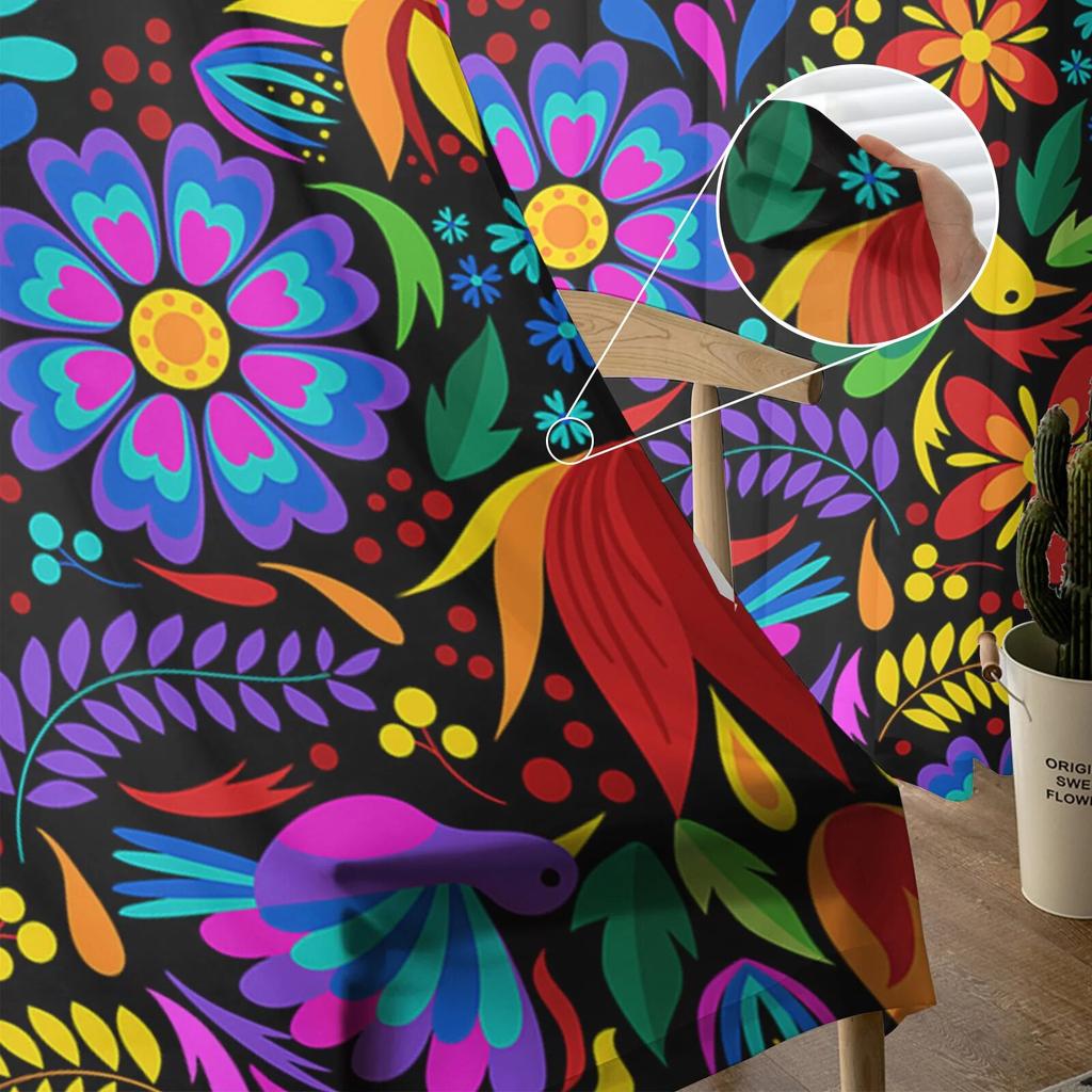 Красочные Мексиканские тюлевые оконные шторы с абстрактным цветком для спальни, гостиной, вуали, декоративные прозрачные шторы, шторы