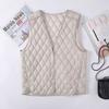 Fattened and Enlarged Size Medium and Old Women's Vest New Outer Wear Rhombus Vest Down Cotton Vest Loose Warm Jacket